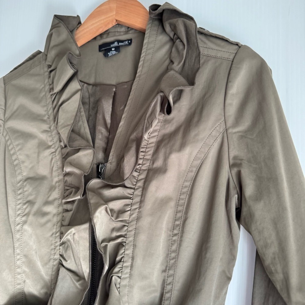 Willi Smith green Ruffled Zip Jacket - Picture 5 of 8